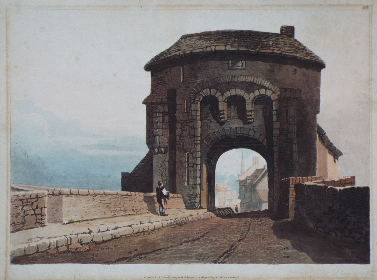 Aquatint - (Monnow Bridge, Monmouth) - Prout